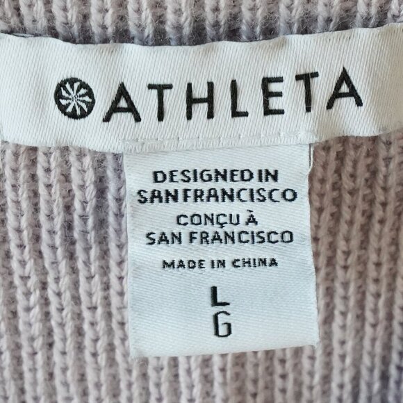 Athleta, Merino Wool Hanover V-Neck Long Sleeve Sweater, Dove, Lilac, Purple - Picture 5 of 7